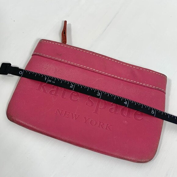 KATE SPADE Barbie Pink Key Chain Card Holder Zip Top Leather Bill & Coin Wallet - Picture 8 of 9